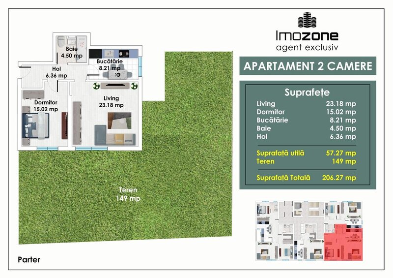 Metrou Pacii, 2 camere cu gradina de 150 mp, comision 0%